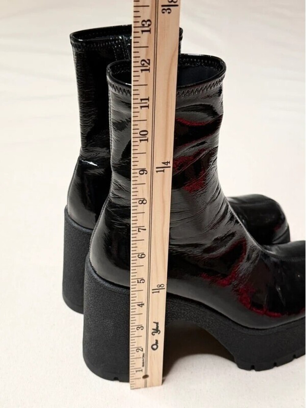 Jeffrey Campbell Refresh-L Black Crinkle Patent Platform Boots Size 8.5 - Picture 7 of 8
